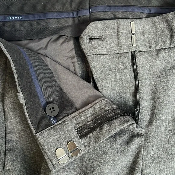 Theory Gray Trousers Flat Front Straight Leg - EST Size: Medium - Picture 7 of 7